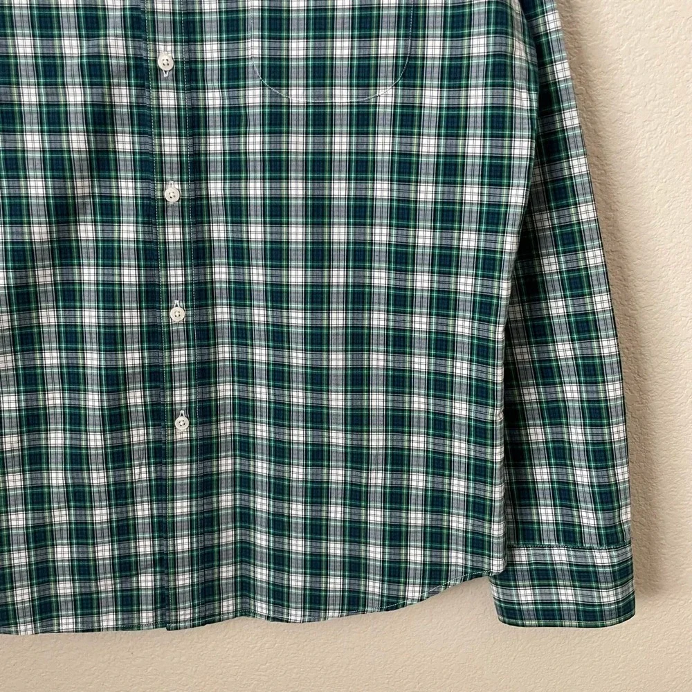 J. Crew Shirt Mens Large Green Blue Plaid‎ Classic Fit Long Sleeve Button Down
